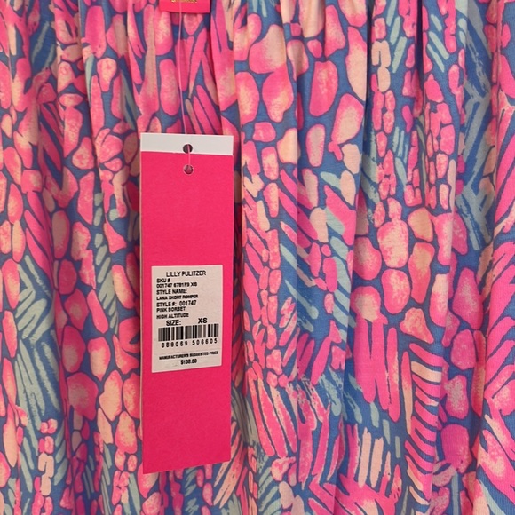NWT Lilly Pulitzer Lana Skort Romper Off The Shoulder Pink Blue Floral Size XS - Picture 5 of 5